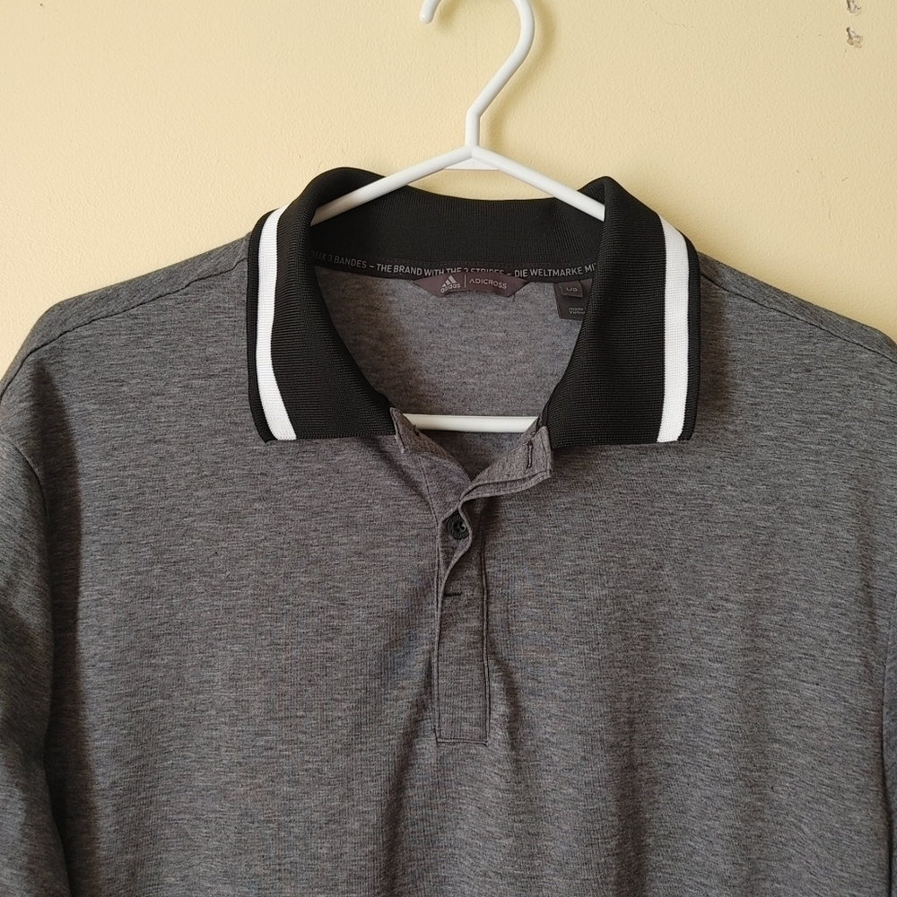 Adidas Adicross Men's Polo shirt size Large gray, black, white